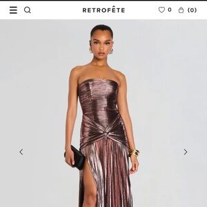 NEW WITH TAGS | RETROFETE AELITA STRAPLESS METALLIC MAXI DRESS Size medium